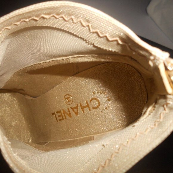 CHANEL Stretch Mesh Satin Ankle Bootie Boots Shoes CC Logo Heel - Picture 13 of 13